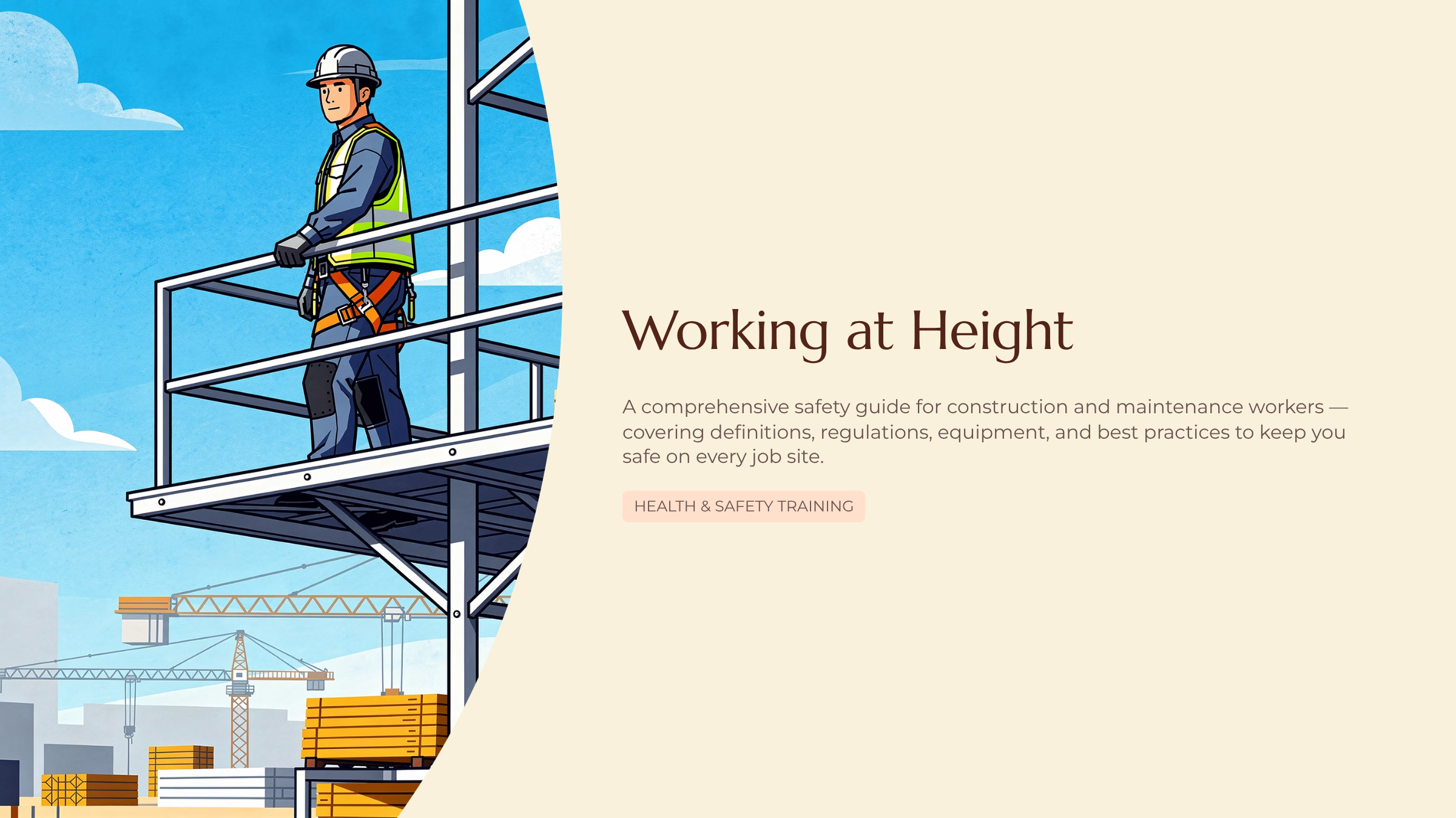 Working at Height: A comprehensive safety guide for construction and maintenance workers covering definitions, regulations, equipment, and best practices.